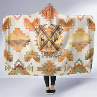 Native American Headdress and Tomahawk Hooded Blanket with 1492 Symbolic Date Traditional Feather Motif Indigenous Heritage - Wonder Print Shop
