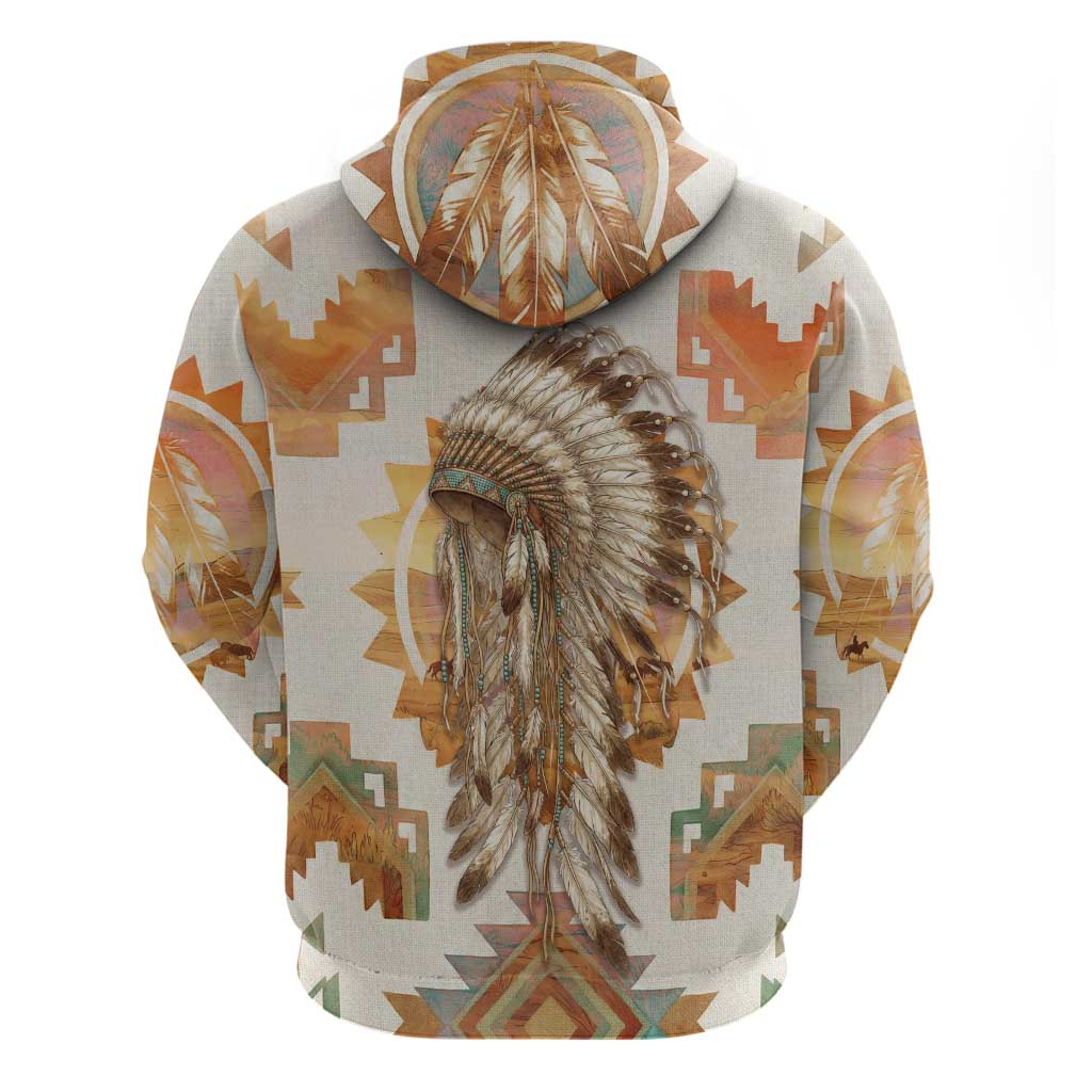 Native American Headdress and Tomahawk Hoodie with 1492 Symbolic Date Traditional Feather Motif Indigenous Heritage - Wonder Print Shop