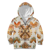 Native American Headdress and Tomahawk Kid Hoodie with 1492 Symbolic Date Traditional Feather Motif Indigenous Heritage - Wonder Print Shop