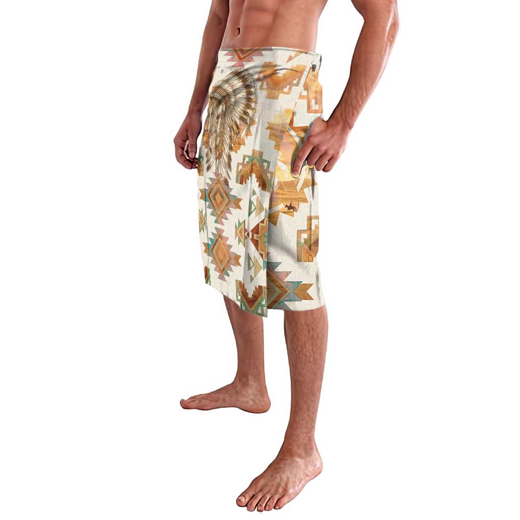 Native American Headdress and Tomahawk Lavalava with 1492 Symbolic Date Traditional Feather Motif Indigenous Heritage - Wonder Print Shop