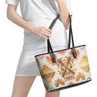 Native American Headdress and Tomahawk Leather Tote Bag with 1492 Symbolic Date Traditional Feather Motif Indigenous Heritage - Wonder Print Shop
