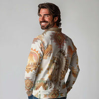 Native American Headdress and Tomahawk Long Sleeve Polo Shirt with 1492 Symbolic Date Traditional Feather Motif Indigenous Heritage - Wonder Print Shop