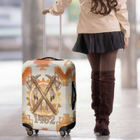 Native American Headdress and Tomahawk Luggage Cover with 1492 Symbolic Date Traditional Feather Motif Indigenous Heritage - Wonder Print Shop