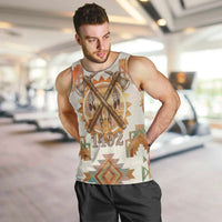 Native American Headdress and Tomahawk Men Tank Top with 1492 Symbolic Date Traditional Feather Motif Indigenous Heritage - Wonder Print Shop