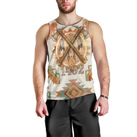 Native American Headdress and Tomahawk Men Tank Top with 1492 Symbolic Date Traditional Feather Motif Indigenous Heritage - Wonder Print Shop