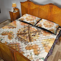 Native American Headdress and Tomahawk Quilt Bed Set with 1492 Symbolic Date Traditional Feather Motif Indigenous Heritage - Wonder Print Shop