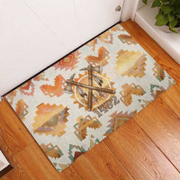 Native American Headdress and Tomahawk Rubber Doormat with 1492 Symbolic Date Traditional Feather Motif Indigenous Heritage - Wonder Print Shop