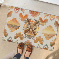 Native American Headdress and Tomahawk Rubber Doormat with 1492 Symbolic Date Traditional Feather Motif Indigenous Heritage - Wonder Print Shop