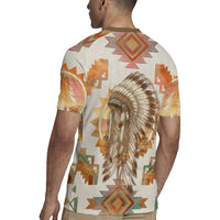 Native American Headdress and Tomahawk Rugby Jersey with 1492 Symbolic Date Traditional Feather Motif Indigenous Heritage - Wonder Print Shop