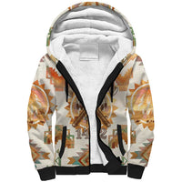 Native American Headdress and Tomahawk Sherpa Hoodie with 1492 Symbolic Date Traditional Feather Motif Indigenous Heritage - Wonder Print Shop