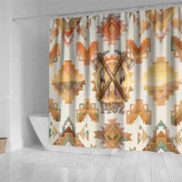 Native American Headdress and Tomahawk Shower Curtain with 1492 Symbolic Date Traditional Feather Motif Indigenous Heritage - Wonder Print Shop