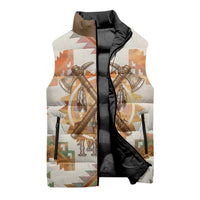 Native American Headdress and Tomahawk Sleeveless Puffer Jacket with 1492 Symbolic Date Traditional Feather Motif Indigenous Heritage - Wonder Print Shop