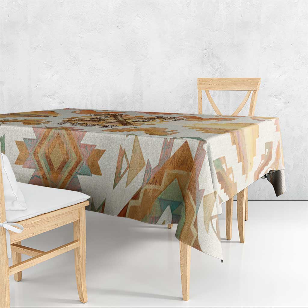 Native American Headdress and Tomahawk Tablecloth with 1492 Symbolic Date Traditional Feather Motif Indigenous Heritage - Wonder Print Shop