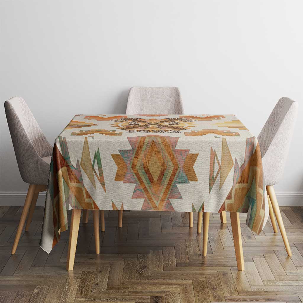 Native American Headdress and Tomahawk Tablecloth with 1492 Symbolic Date Traditional Feather Motif Indigenous Heritage - Wonder Print Shop