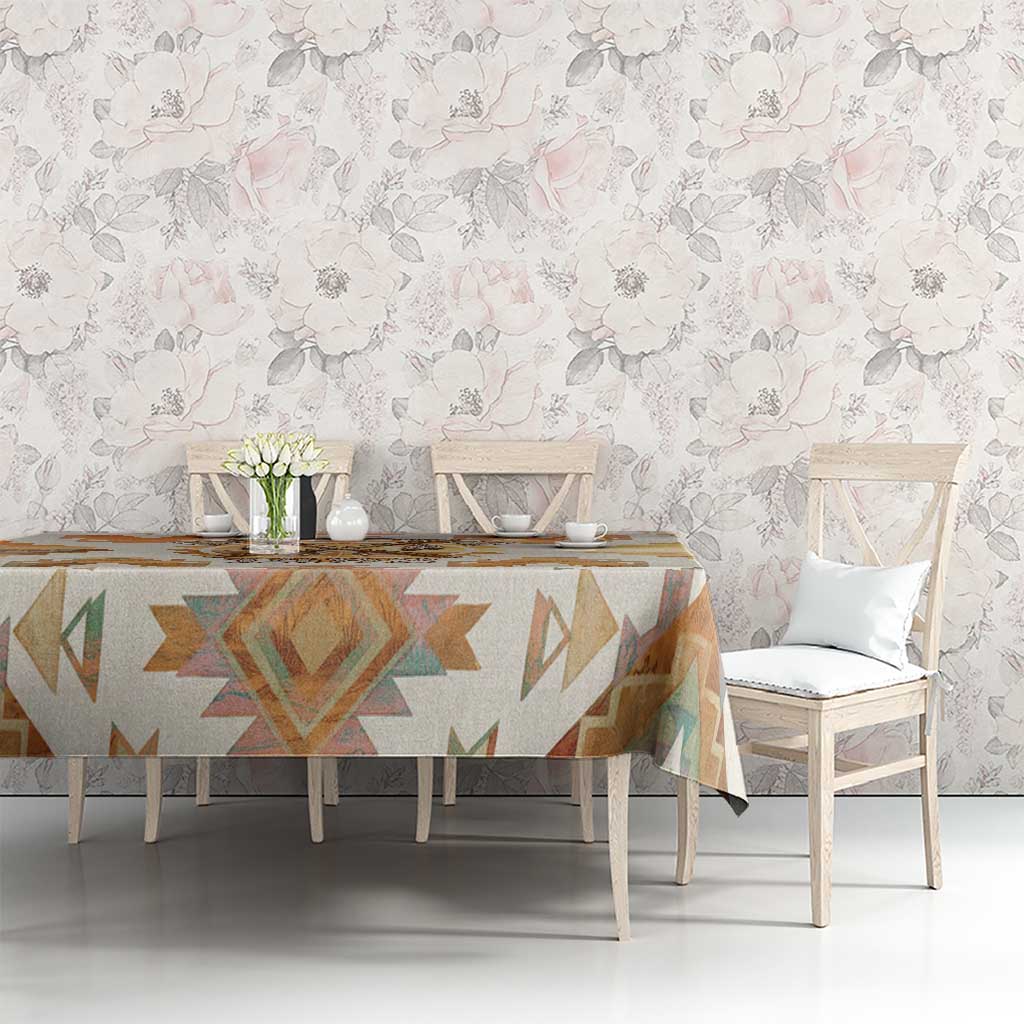 Native American Headdress and Tomahawk Tablecloth with 1492 Symbolic Date Traditional Feather Motif Indigenous Heritage - Wonder Print Shop