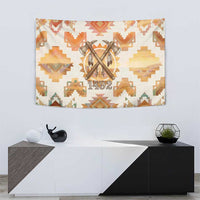 Native American Headdress and Tomahawk Tapestry with 1492 Symbolic Date Traditional Feather Motif Indigenous Heritage - Wonder Print Shop