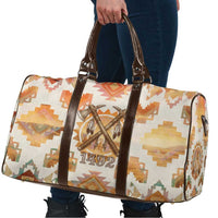 Native American Headdress and Tomahawk Travel Bag with 1492 Symbolic Date Traditional Feather Motif Indigenous Heritage - Wonder Print Shop