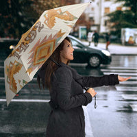 Native American Headdress and Tomahawk Umbrella with 1492 Symbolic Date Traditional Feather Motif Indigenous Heritage - undefined