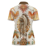 Native American Headdress and Tomahawk Women Polo Shirt with 1492 Symbolic Date Traditional Feather Motif Indigenous Heritage - Wonder Print Shop