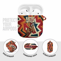 Native American Warrior AirPods Case with Tribal Geometric Pattern Bold Sunset Mountain - Wonder Print Shop