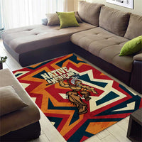 Native American Warrior Area Rug with Tribal Geometric Pattern Bold Sunset Mountain - Wonder Print Shop