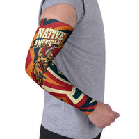 Native American Warrior Arm Sleeves with Tribal Geometric Pattern Bold Sunset Mountain - Wonder Print Shop