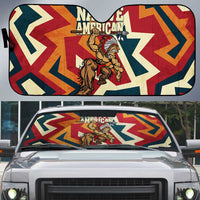Native American Warrior Auto Sun Shade with Tribal Geometric Pattern Bold Sunset Mountain - Wonder Print Shop