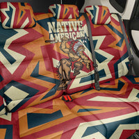 Native American Warrior Back Car Seat Cover with Tribal Geometric Pattern Bold Sunset Mountain - Wonder Print Shop