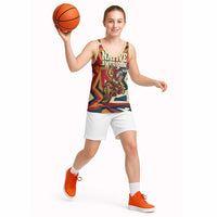 Native American Warrior Basketball Jersey with Tribal Geometric Pattern Bold Sunset Mountain - Wonder Print Shop