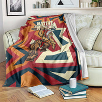 Native American Warrior Blanket with Tribal Geometric Pattern Bold Sunset Mountain - Wonder Print Shop