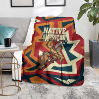 Native American Warrior Blanket with Tribal Geometric Pattern Bold Sunset Mountain - Wonder Print Shop