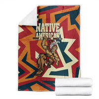 Native American Warrior Blanket with Tribal Geometric Pattern Bold Sunset Mountain - Wonder Print Shop