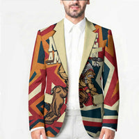 Native American Warrior Blazer with Tribal Geometric Pattern Bold Sunset Mountain - Wonder Print Shop