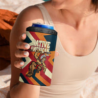Native American Warrior 4 in 1 Can Cooler Tumbler with Tribal Geometric Pattern Bold Sunset Mountain - Wonder Print Shop