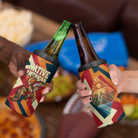 Native American Warrior 4 in 1 Can Cooler Tumbler with Tribal Geometric Pattern Bold Sunset Mountain - Wonder Print Shop