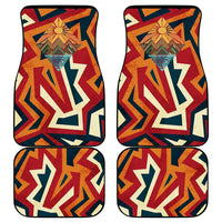 Native American Warrior Car Mats with Tribal Geometric Pattern Bold Sunset Mountain - Wonder Print Shop