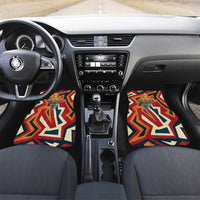 Native American Warrior Car Mats with Tribal Geometric Pattern Bold Sunset Mountain - Wonder Print Shop