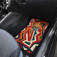 Native American Warrior Car Mats with Tribal Geometric Pattern Bold Sunset Mountain - Wonder Print Shop