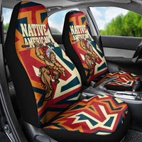 Native American Warrior Car Seat Cover with Tribal Geometric Pattern Bold Sunset Mountain - Wonder Print Shop