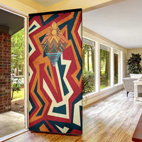 Native American Warrior Door Cover with Tribal Geometric Pattern Bold Sunset Mountain - Wonder Print Shop