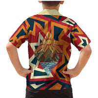 Native American Warrior Family Matching Mermaid Dress and Hawaiian Shirt with Tribal Geometric Pattern Bold Sunset Mountain - Wonder Print Shop