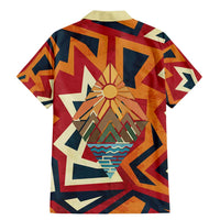 Native American Warrior Family Matching Mermaid Dress and Hawaiian Shirt with Tribal Geometric Pattern Bold Sunset Mountain - Wonder Print Shop