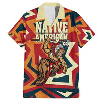 Native American Warrior Family Matching Off Shoulder Maxi Dress and Hawaiian Shirt with Tribal Geometric Pattern Bold Sunset Mountain - Wonder Print Shop