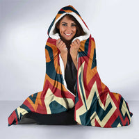 Native American Warrior Hooded Blanket with Tribal Geometric Pattern Bold Sunset Mountain - Wonder Print Shop