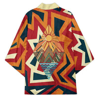 Native American Warrior Kimono with Tribal Geometric Pattern Bold Sunset Mountain - Wonder Print Shop