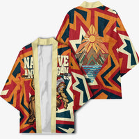 Native American Warrior Kimono with Tribal Geometric Pattern Bold Sunset Mountain - Wonder Print Shop