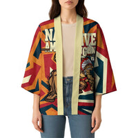 Native American Warrior Kimono with Tribal Geometric Pattern Bold Sunset Mountain - Wonder Print Shop