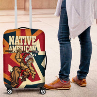 Native American Warrior Luggage Cover with Tribal Geometric Pattern Bold Sunset Mountain - Wonder Print Shop
