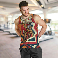 Native American Warrior Men Tank Top with Tribal Geometric Pattern Bold Sunset Mountain - Wonder Print Shop