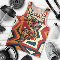Native American Warrior Men Tank Top with Tribal Geometric Pattern Bold Sunset Mountain - Wonder Print Shop